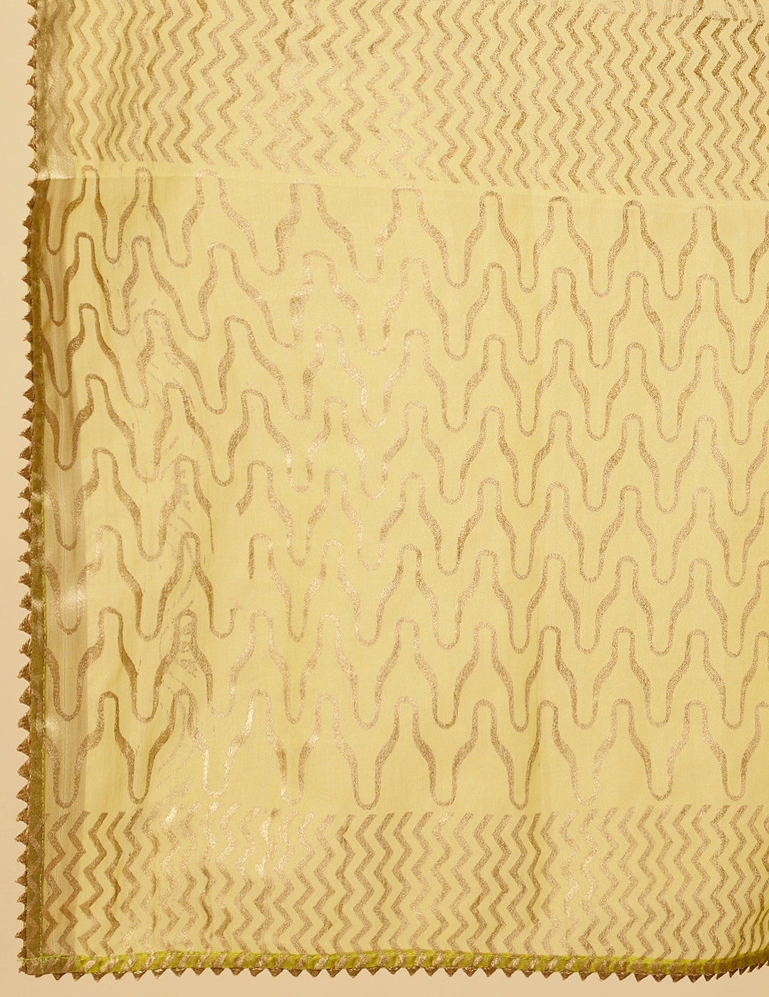 Lime Green Zigzag Printed Anarkali Kurta With Pants And Dupatta