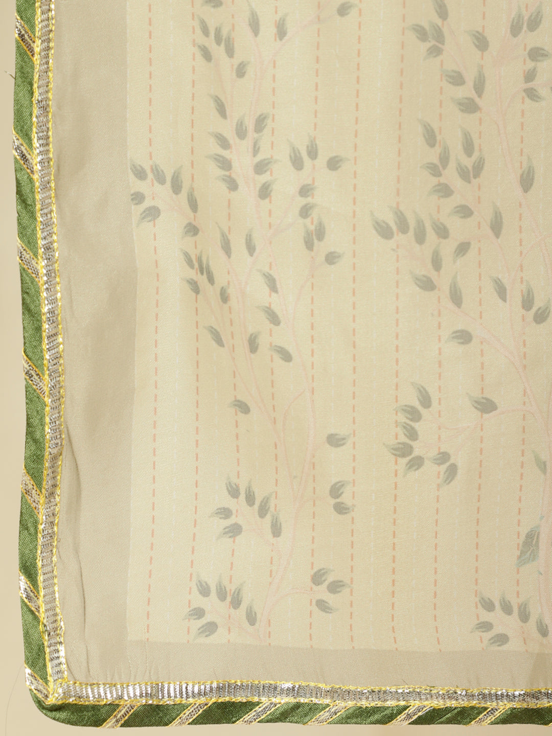 Green Chanderi Kantha Embroidered Short Kurta With Skirt And Dupatta