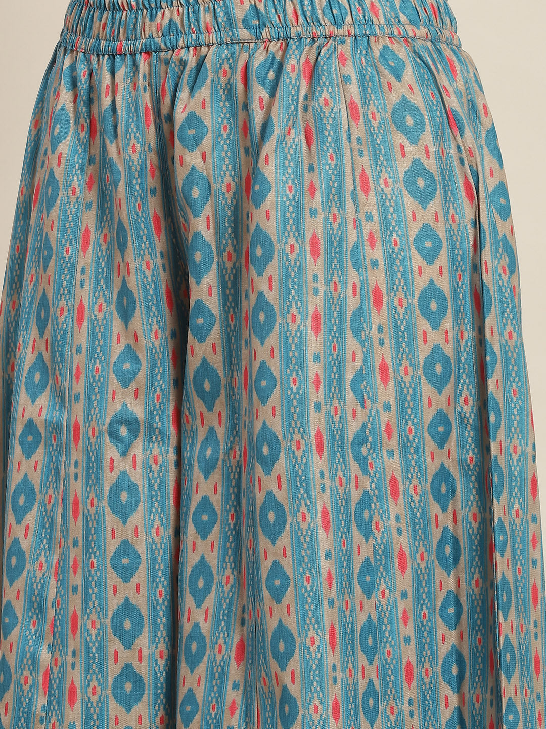 Blue Viscose Rayon Blend Digital Printed Peplum Top and Palazzo Co-Ord Set