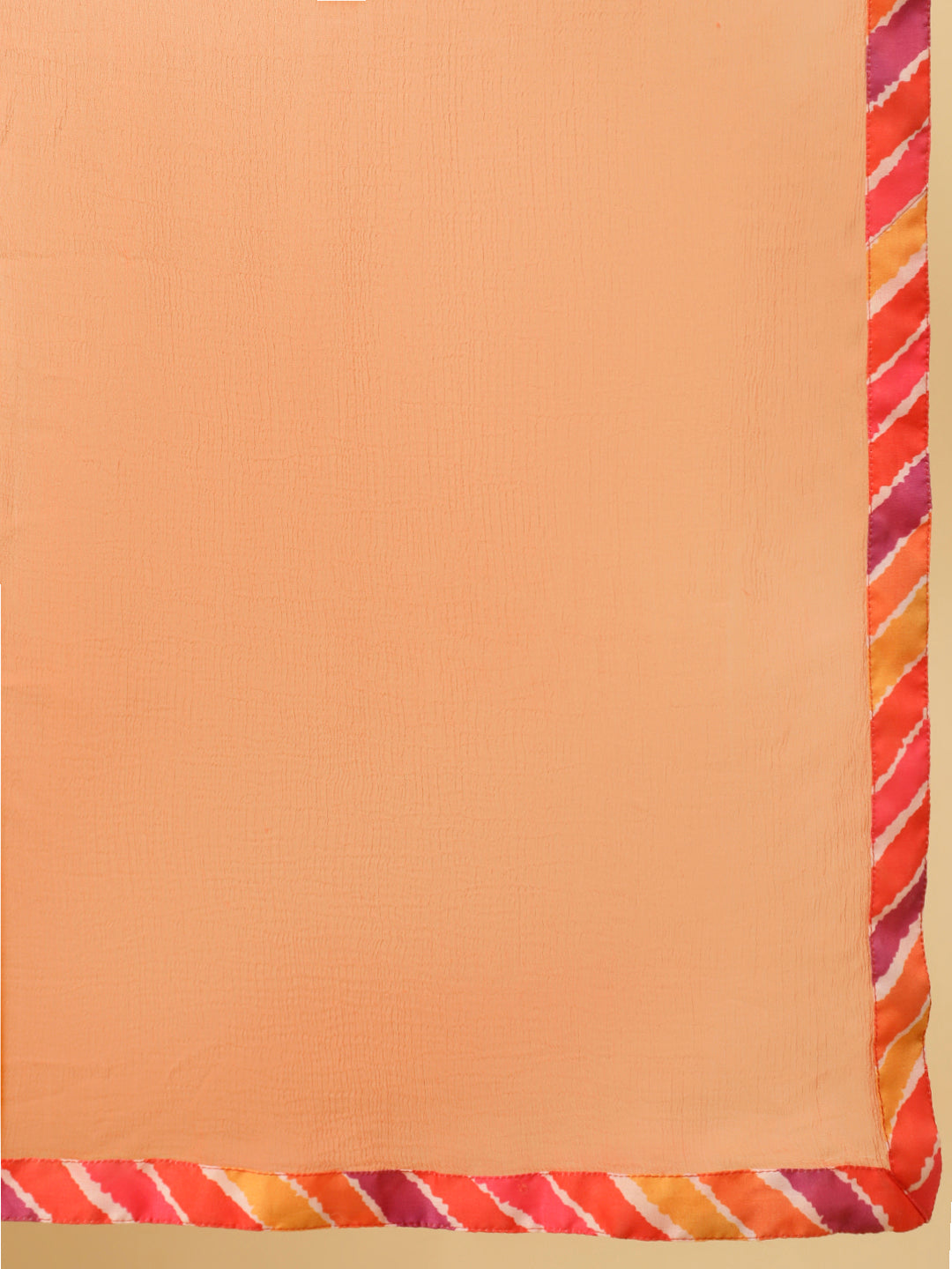 Orange Leheriya Straight Kurta With Palazzo And Dupatta