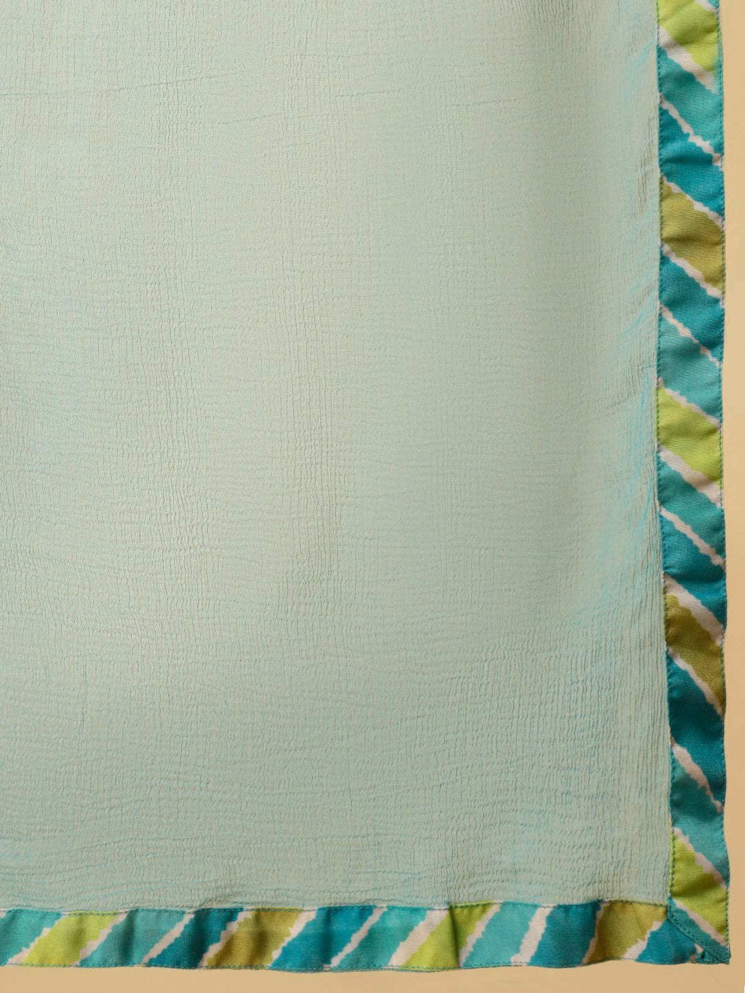 Turquoise Blue Leheriya Straight Kurta With Palazzo And Dupatta