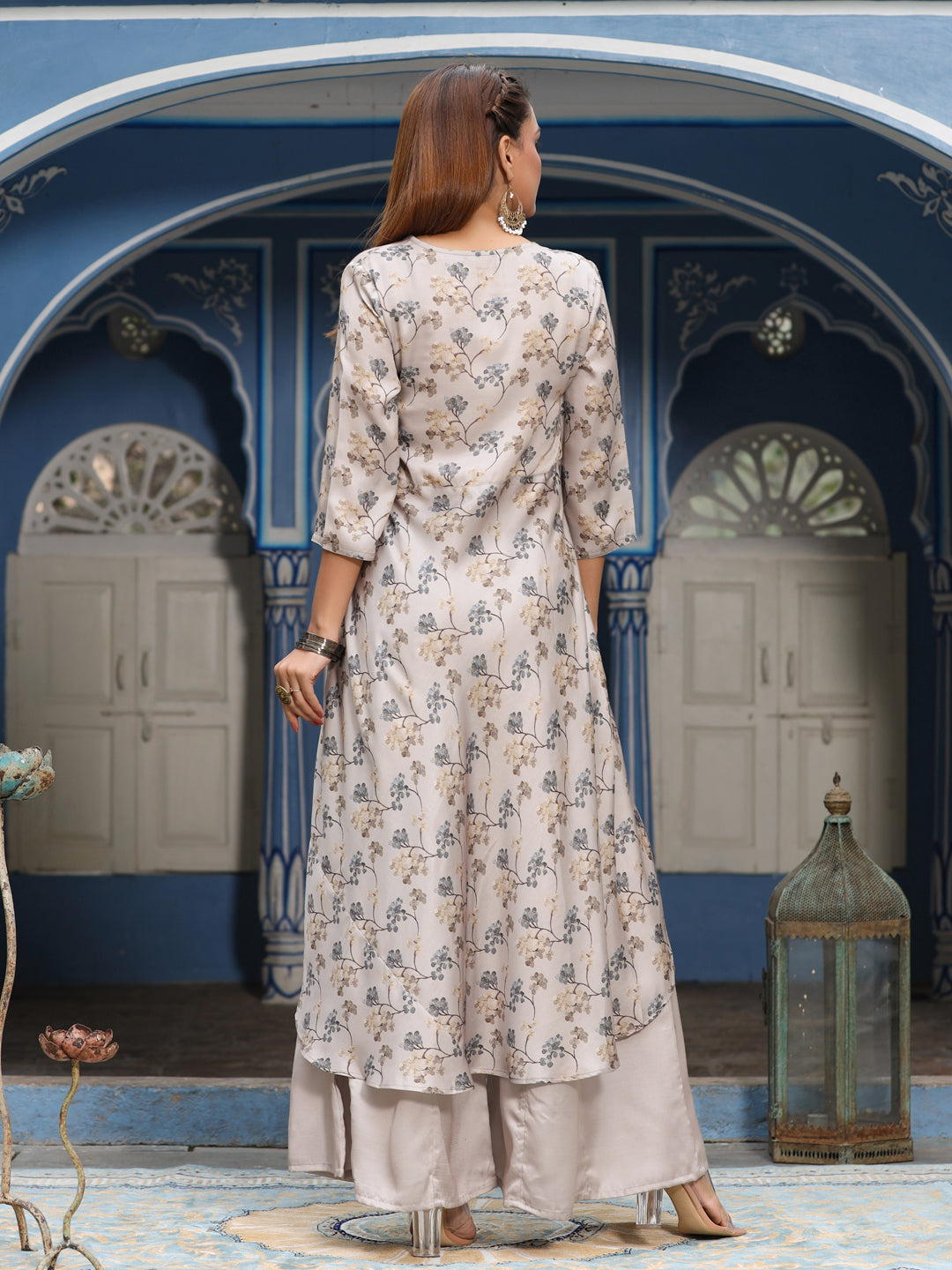 Printed Angrakha Kurta with Sharara