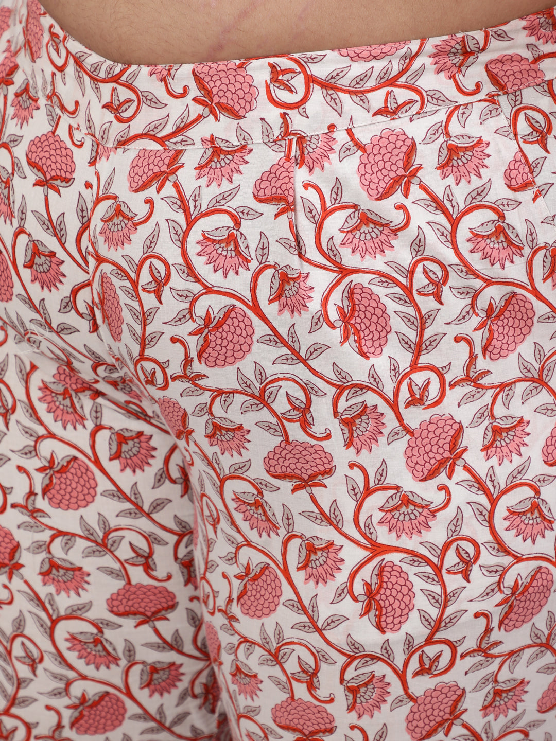 White & Pink Printed Straight Kurta Paired With Printed Palazzo