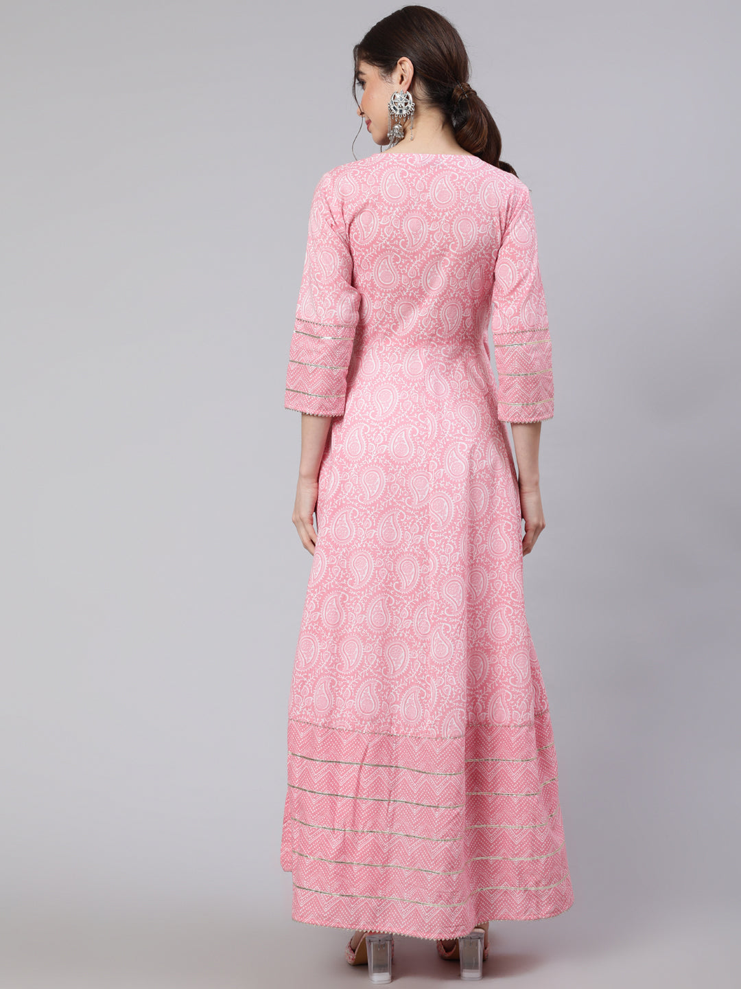 Pink Ethnic Printed Angrakha Kurta