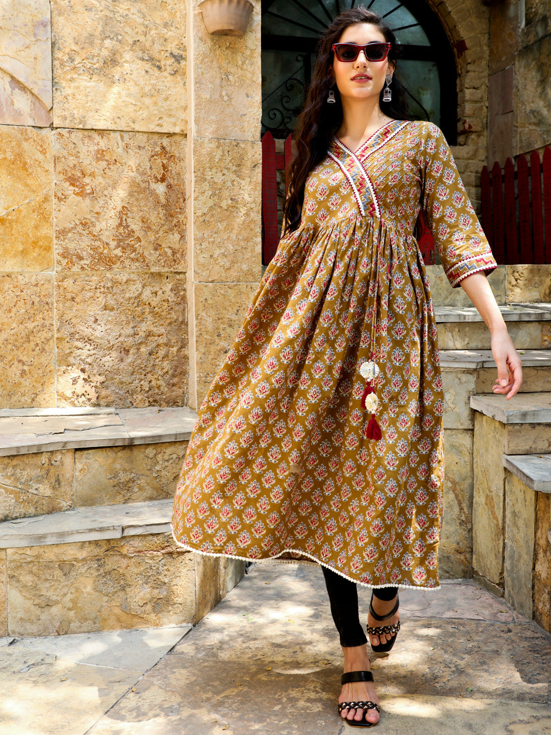 Ethnic Printed Brown Anarkali Kurta