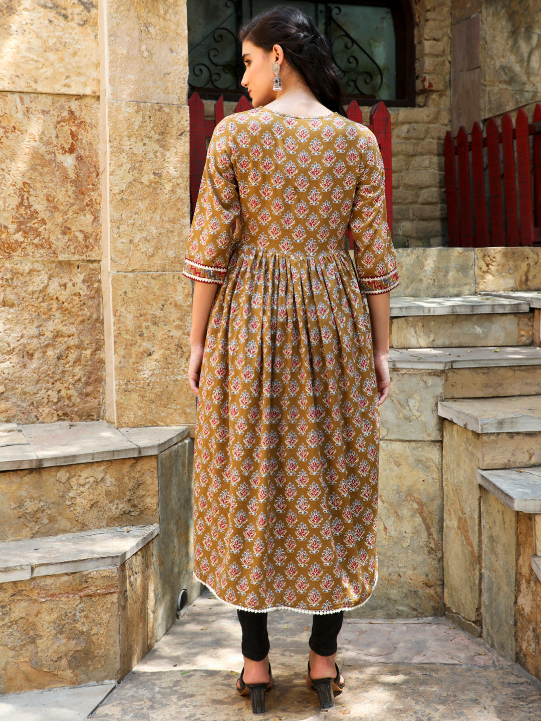 Ethnic Printed Brown Anarkali Kurta