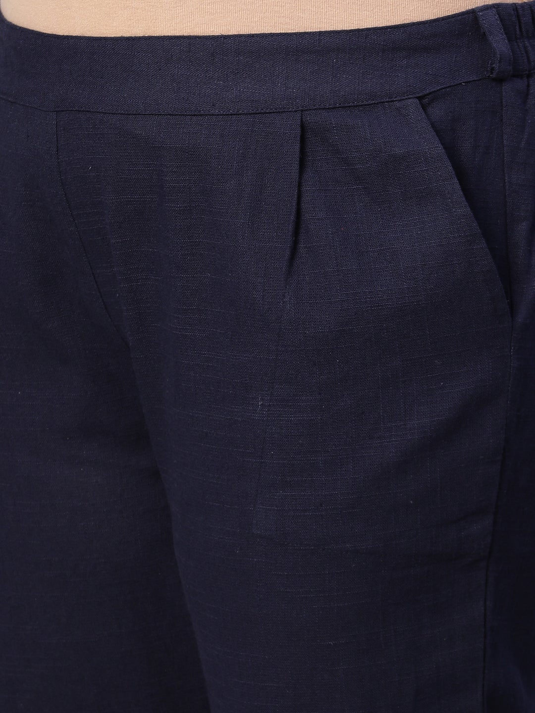 Blue Cotton Yard Dyed Straight Fit Kurta