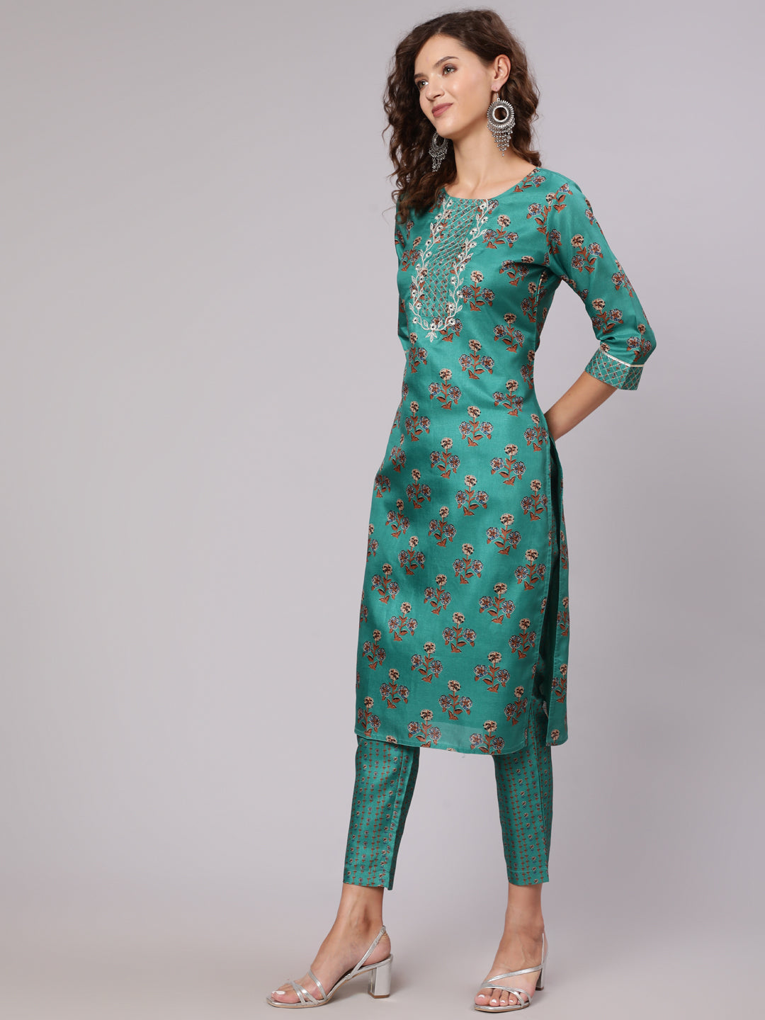 Tussar Silk Digital Printed Zari Embriodered Kurta With Palazzo And Dupatta