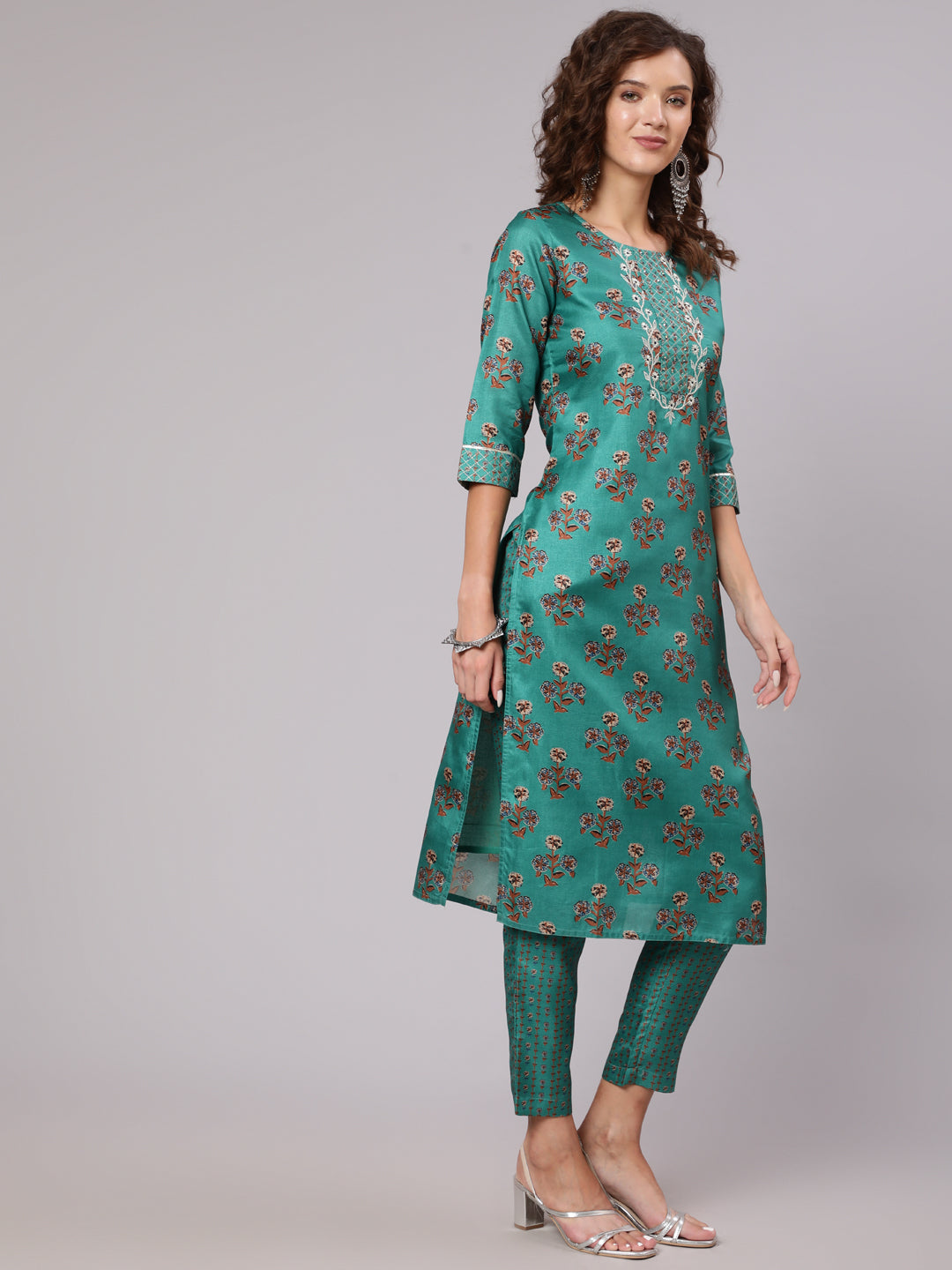 Tussar Silk Digital Printed Zari Embriodered Kurta With Palazzo And Dupatta