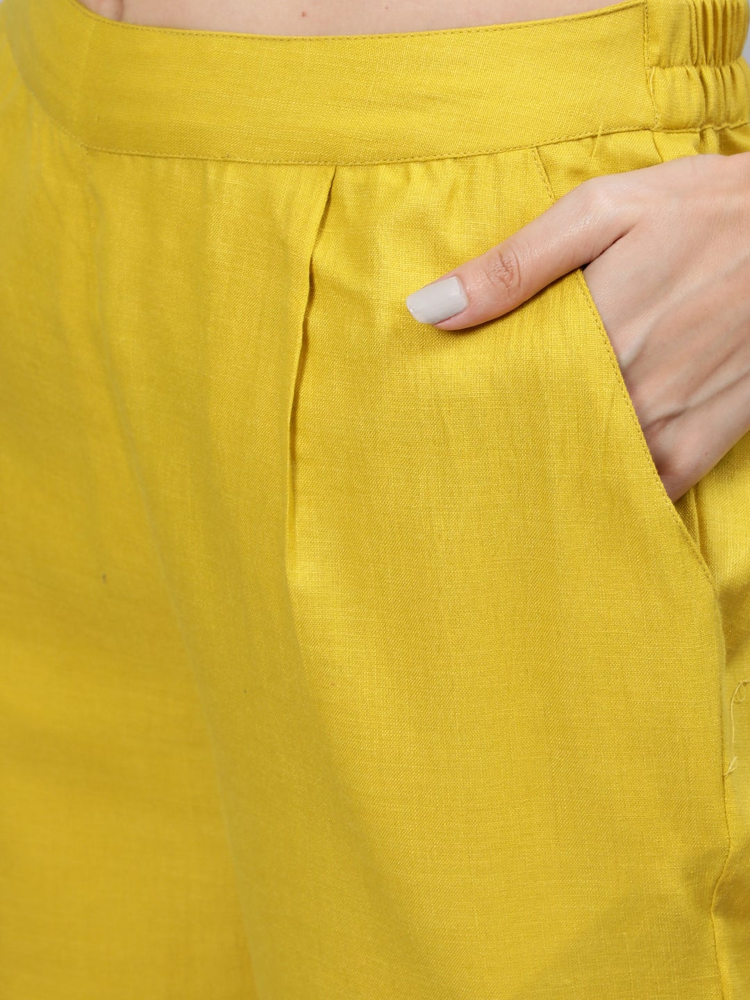 Mustard Solid Embroidered Poly Silk Kurta with Palazzos & Chanderi Dupatta