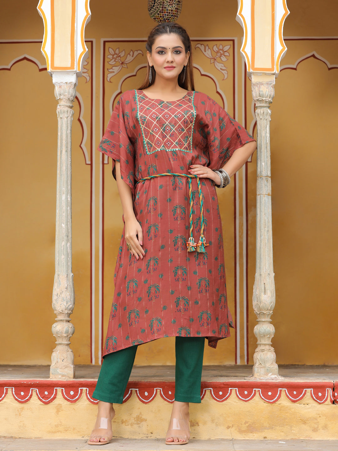 Yoke Detail Printed Kaftan Kurta