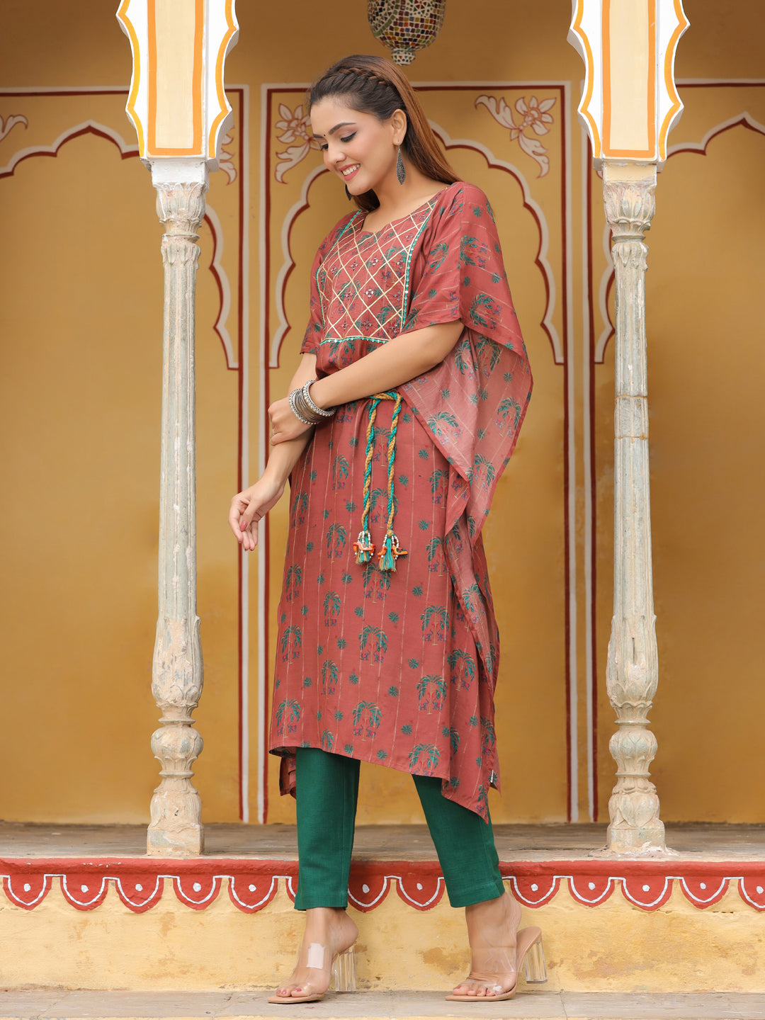 Yoke Detail Printed Kaftan Kurta