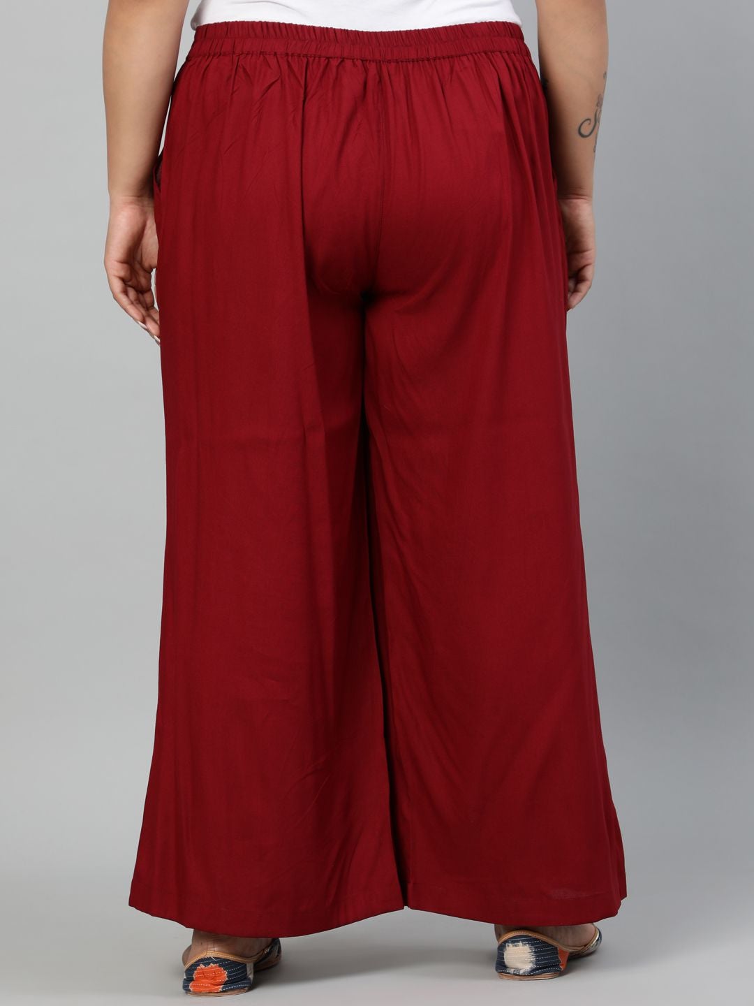 Maroon Solid Rayon Palazzo
