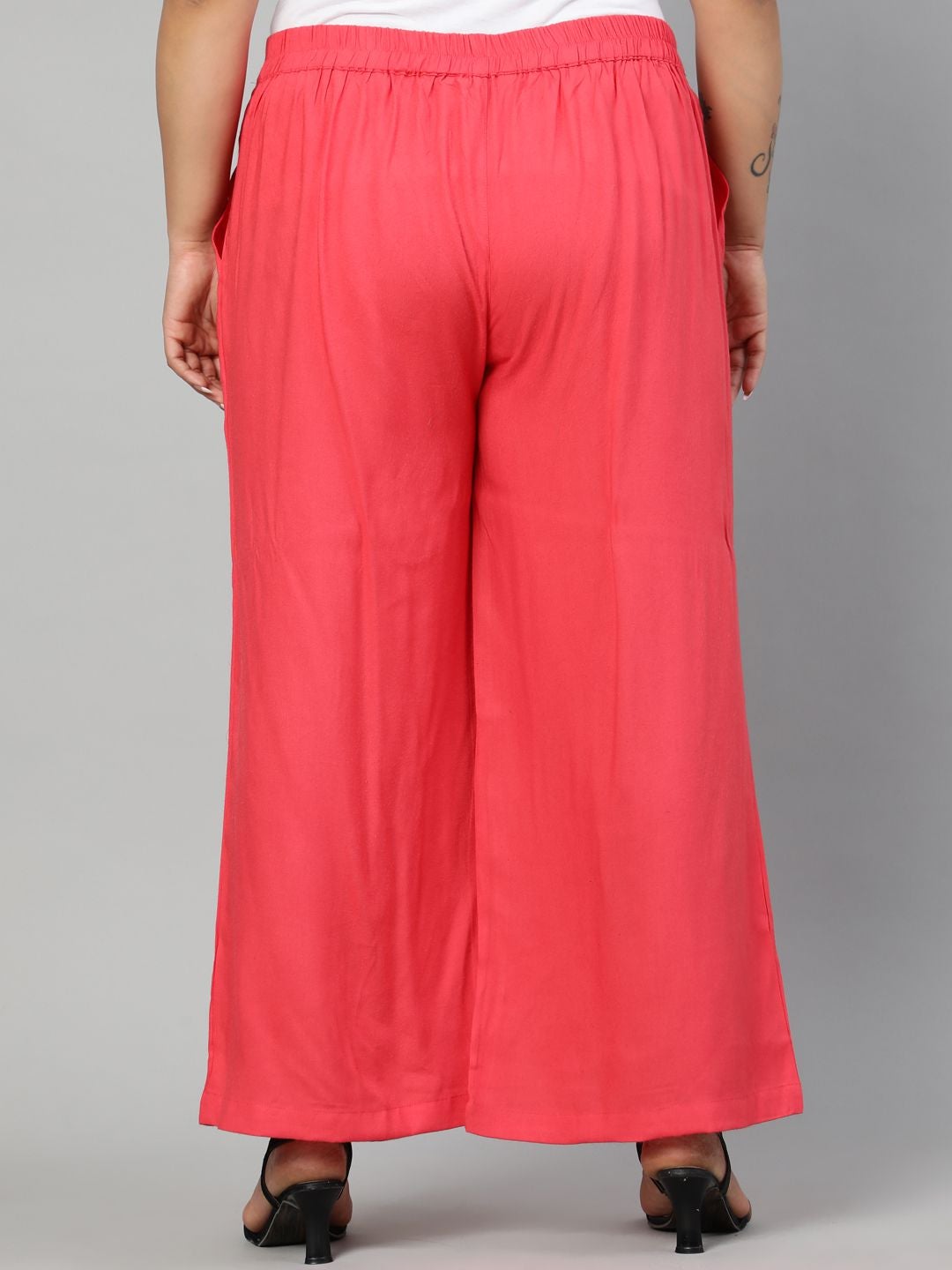 Coral Solid Rayon Palazzo