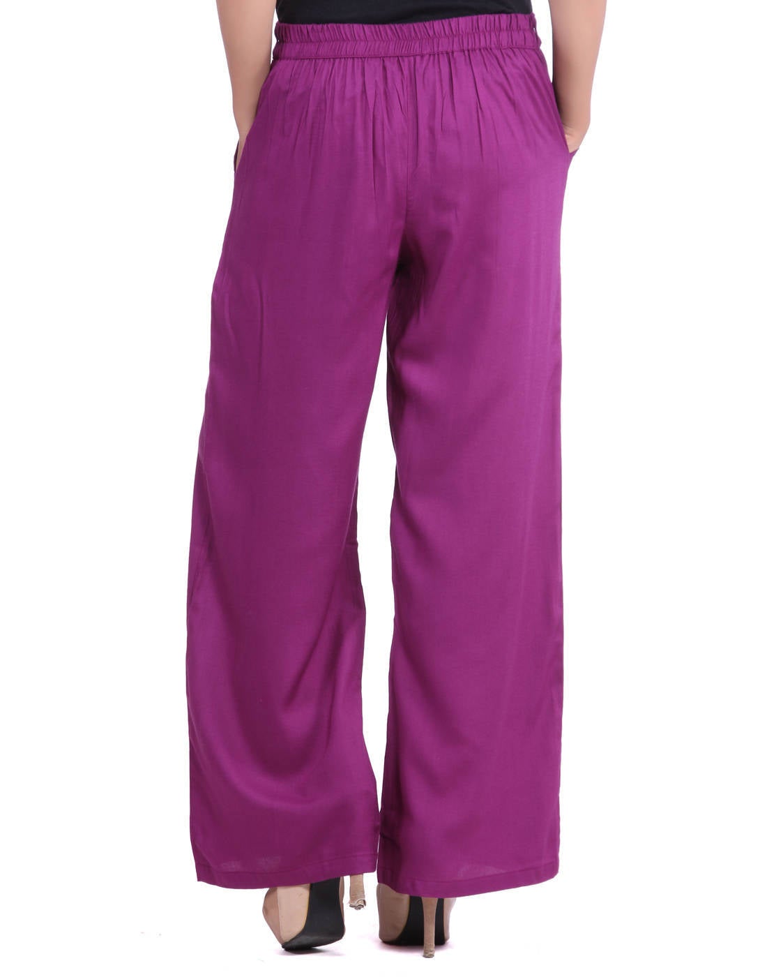 Purple Solid Rayon Palazzo