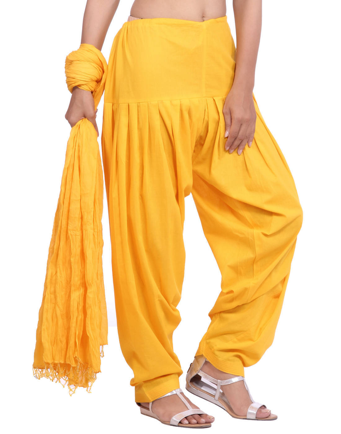 Shop Pure Cotton Yellow Patiala Salwar And Dupatta Set
