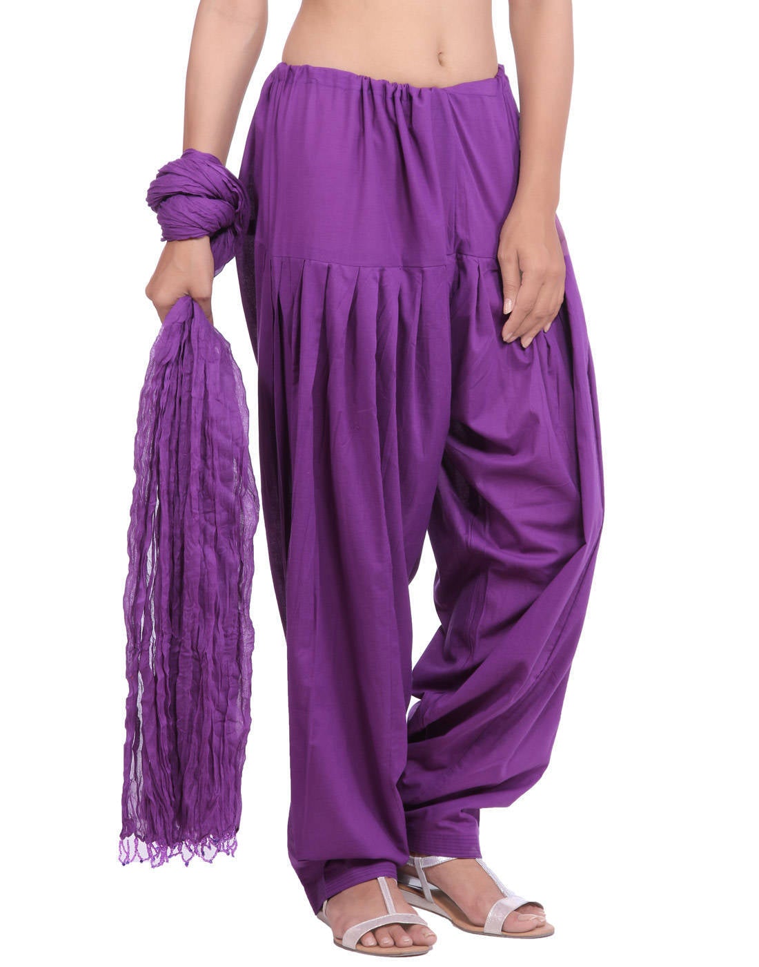 Pure Cotton Purple Patiala Salwar and Dupatta Set