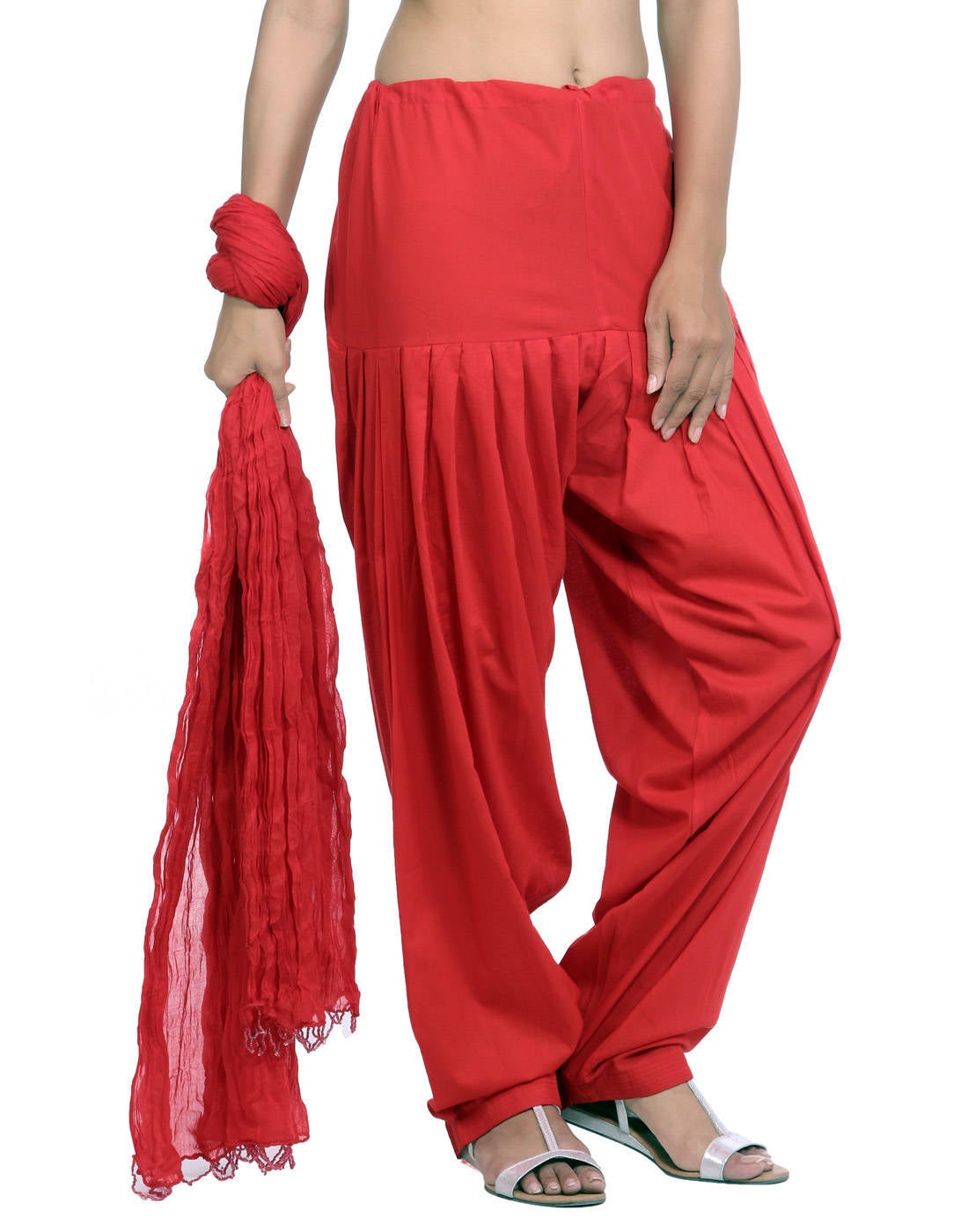 Pure Cotton Red Patiala Salwar and Dupatta Set