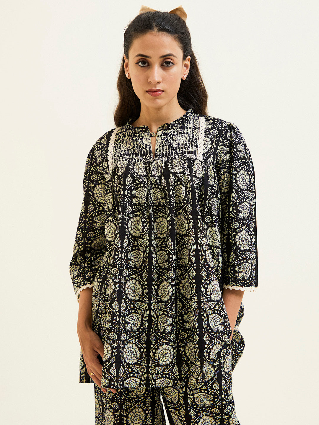 Black Handblock Printed Cotton Co-ord Set