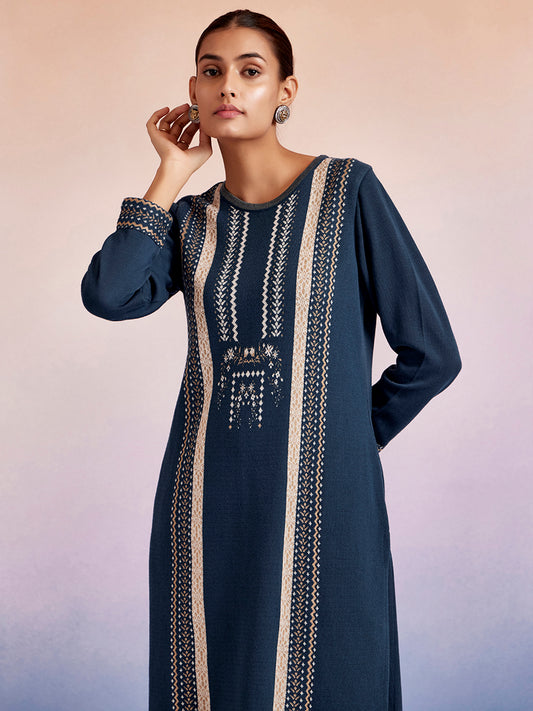 Jacquard Straight Woolen Kurta