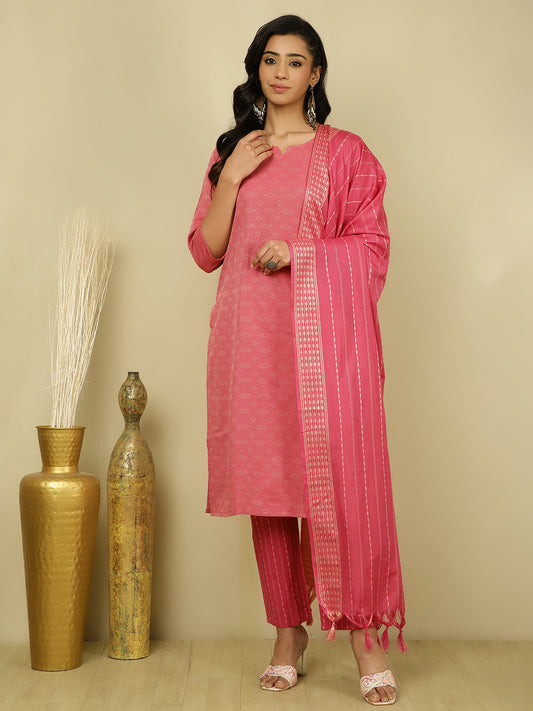 Self Design Fuchsia Suit Set