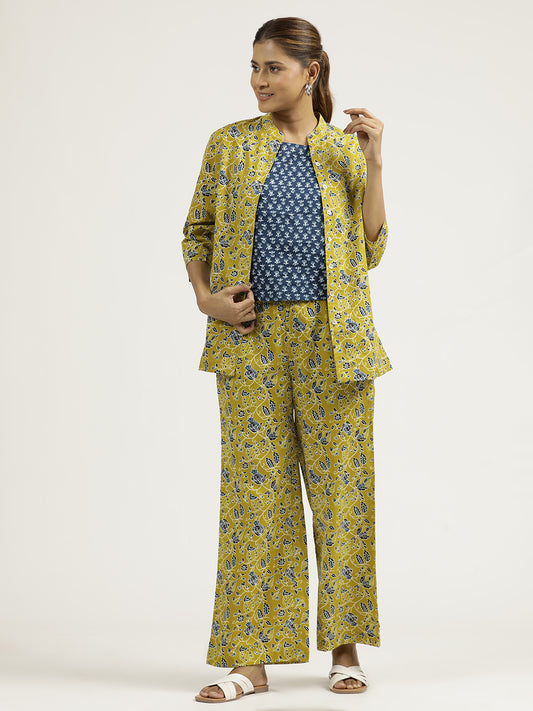 Mustard Handblock Printed Cotton Co-ord Set