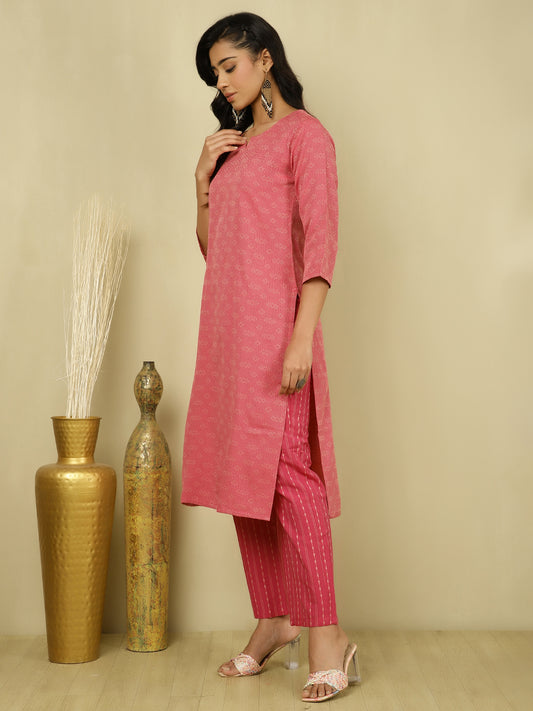 Self Design Fuchsia Suit Set