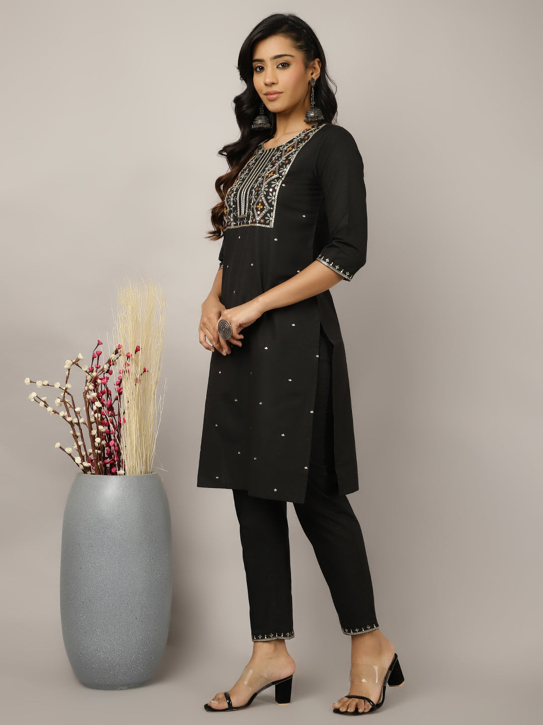 Resham Embroidered Black Suit Set