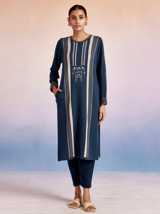 Jacquard Straight Woolen Kurta