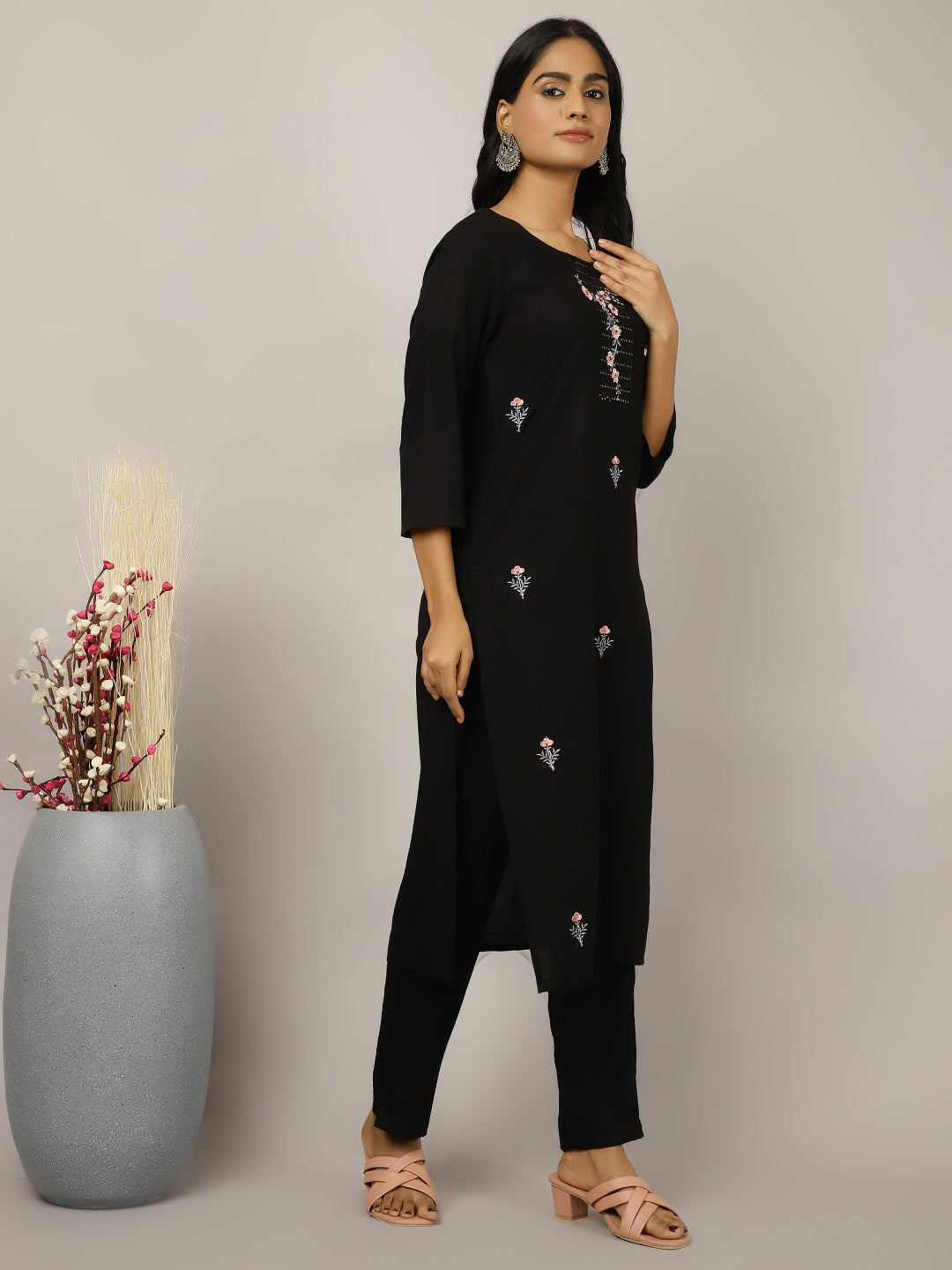 Thread & Sequins Work Black Suit Set