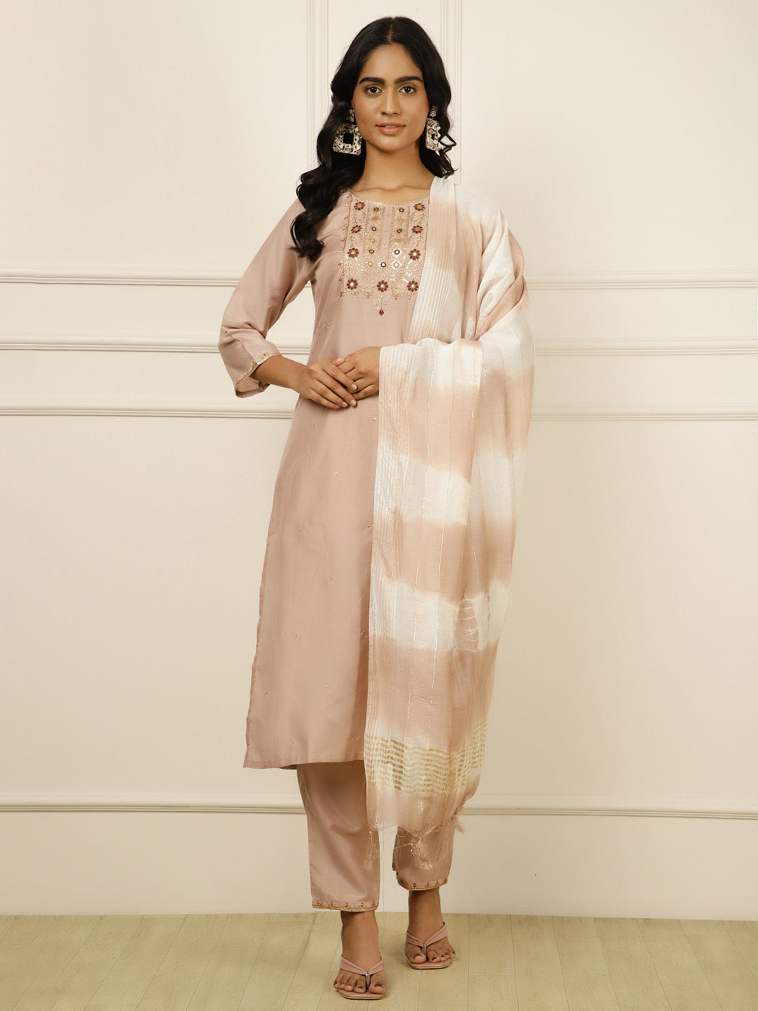 Art Silk Crepe Mirror Work Suit Set