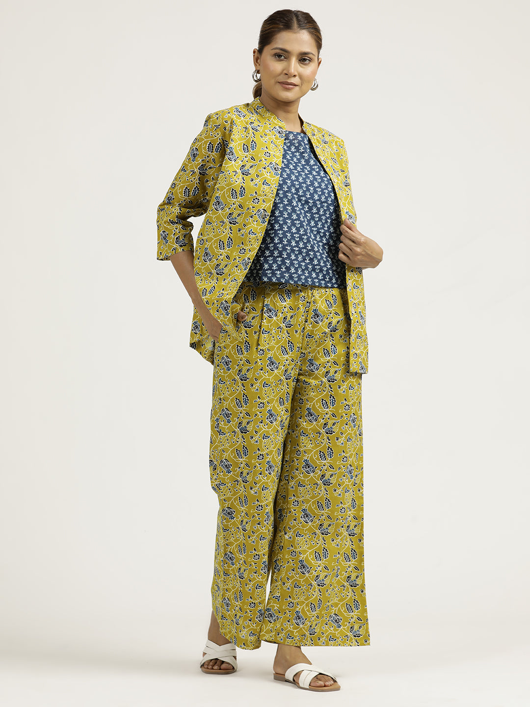 Mustard Handblock Printed Cotton Co-ord Set