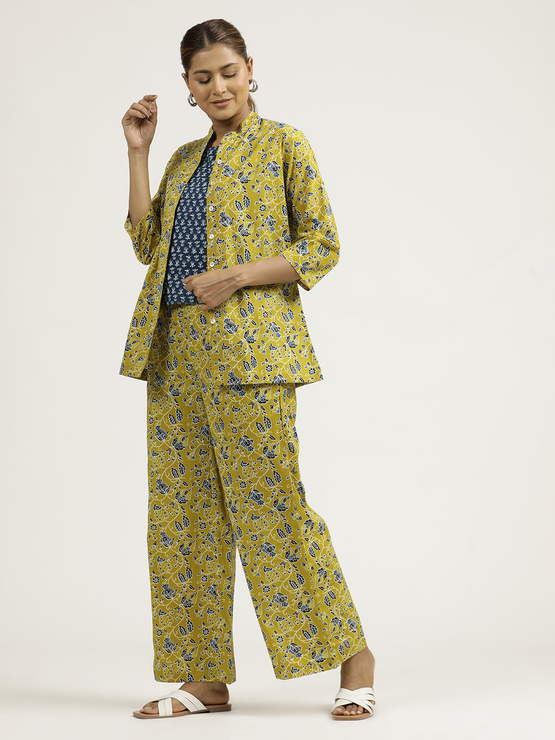 Mustard Handblock Printed Cotton Co-ord Set