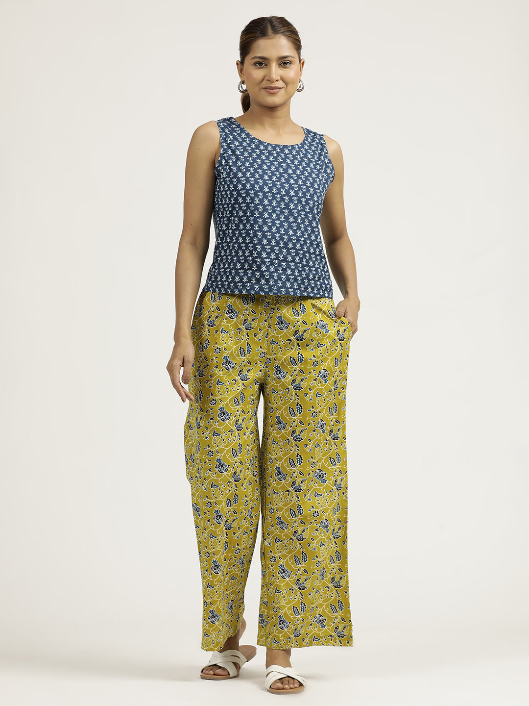 Mustard Handblock Printed Cotton Co-ord Set