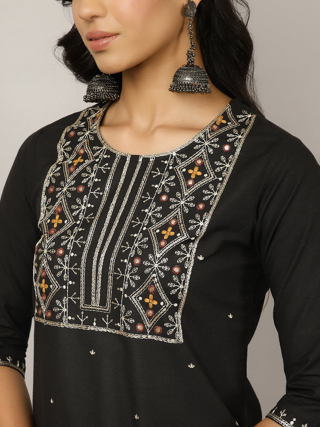 Resham Embroidered Black Suit Set