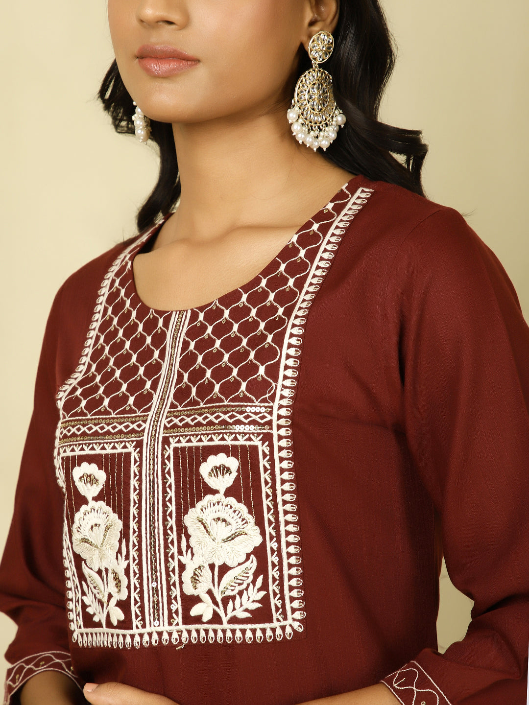 Thread Embroidered Cotton Kurta