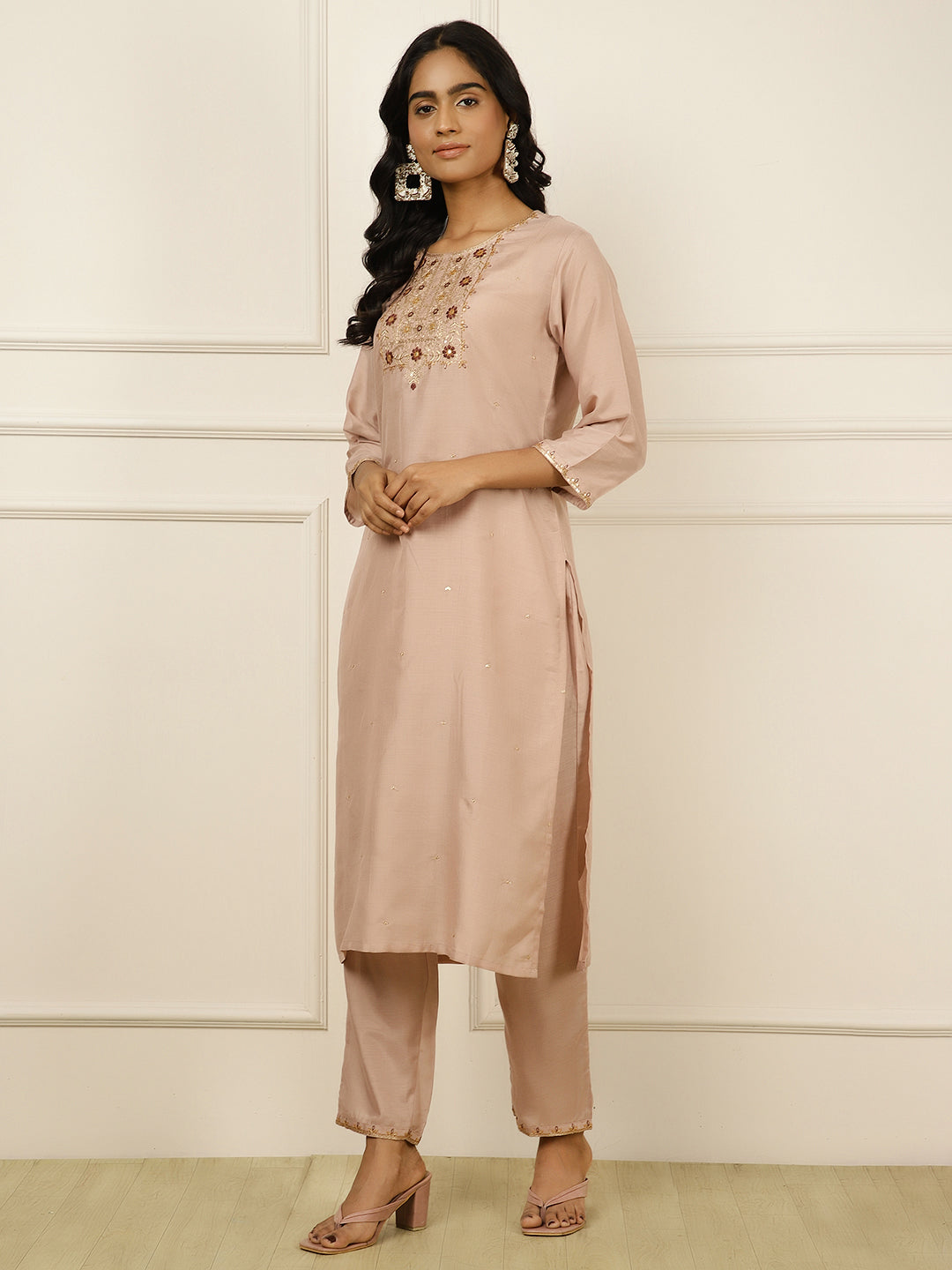 Art Silk Crepe Mirror Work Suit Set