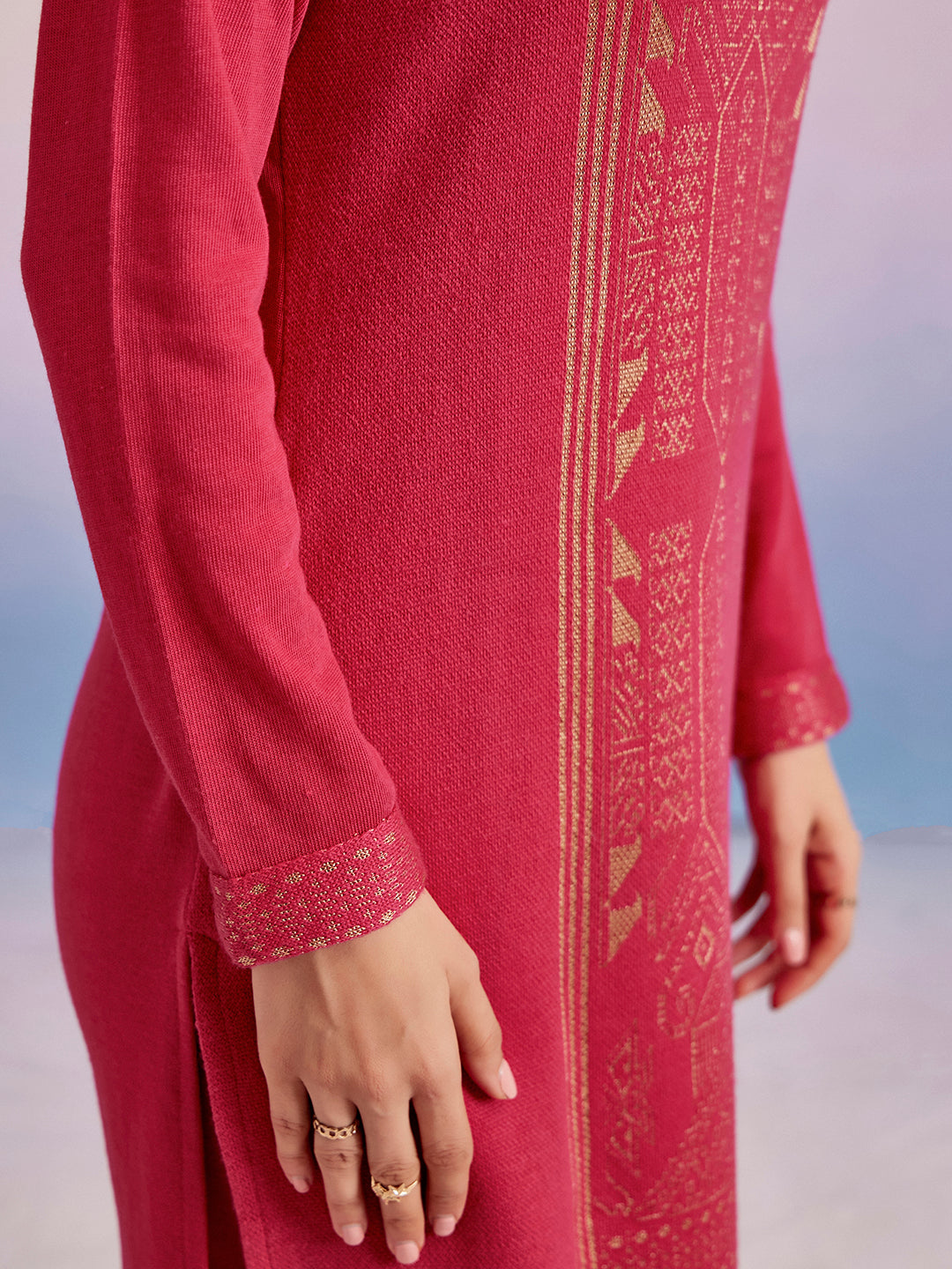 Jacquard Straight Woolen Kurta Set