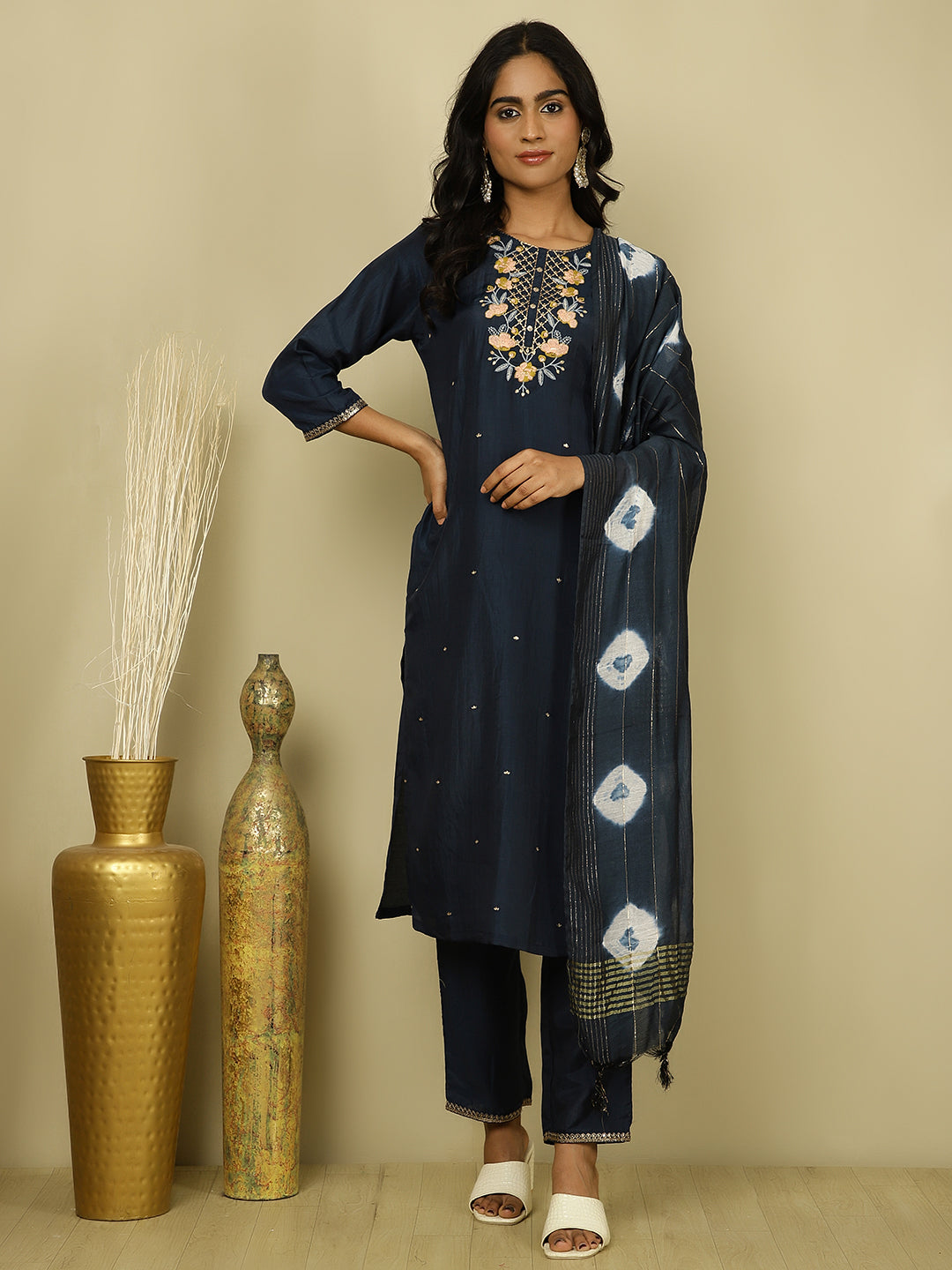 Resham Floral Embroidered Festive Suit Set