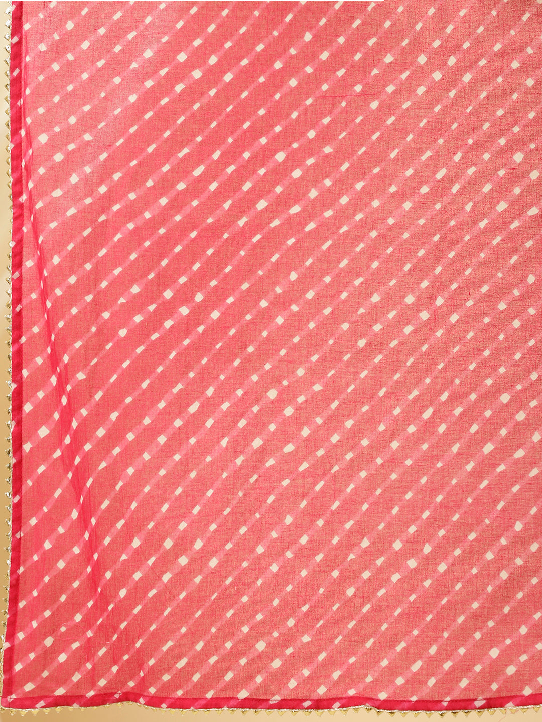 Fuchsia Pink Bandhani Angrakha Kurta With Leheriya Pants And Dupatta