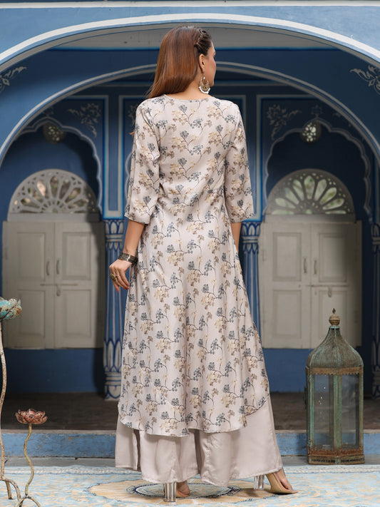 Printed Angrakha Kurta with Sharara
