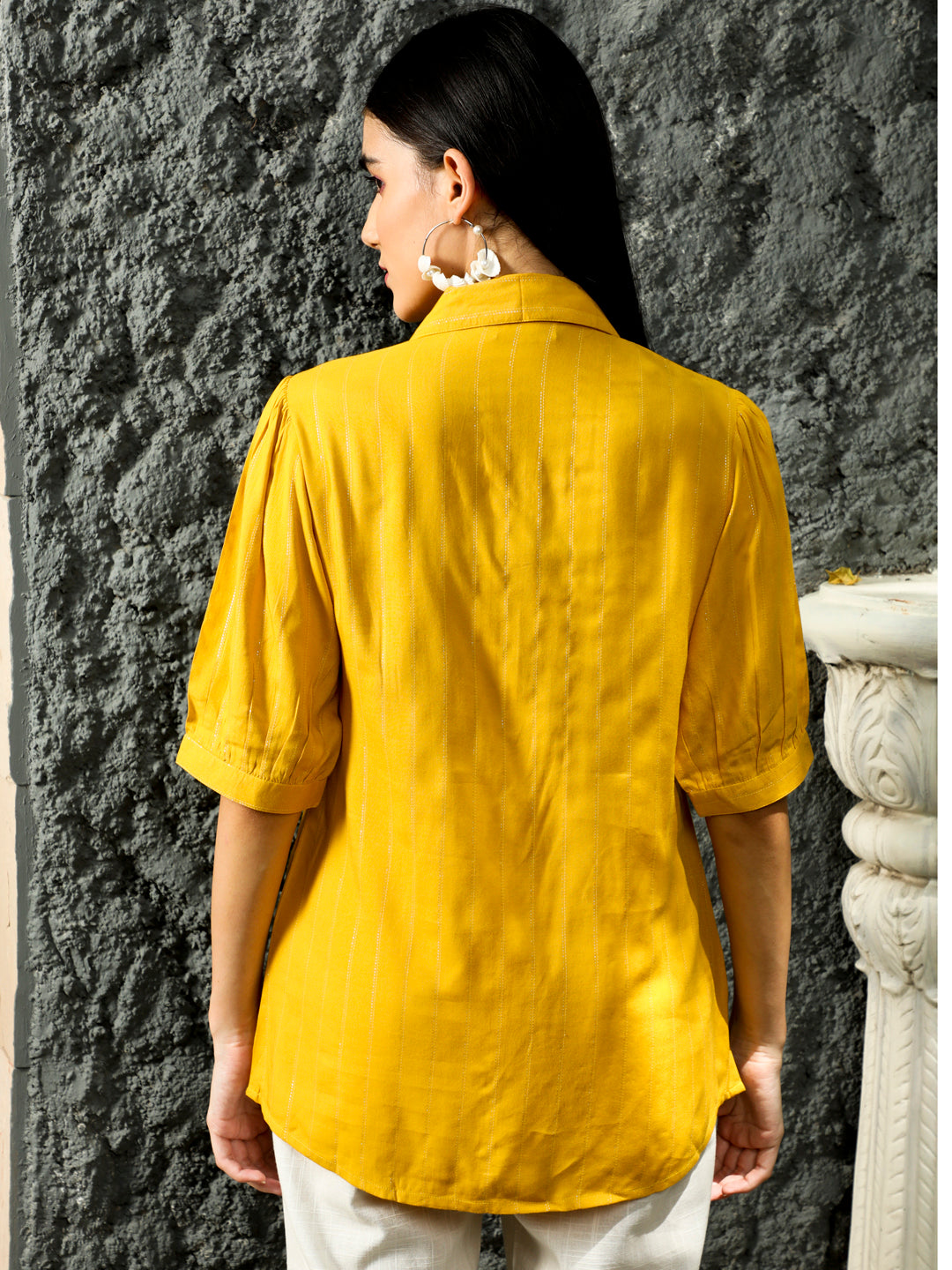 Mustard Sequins Embellished Shirt