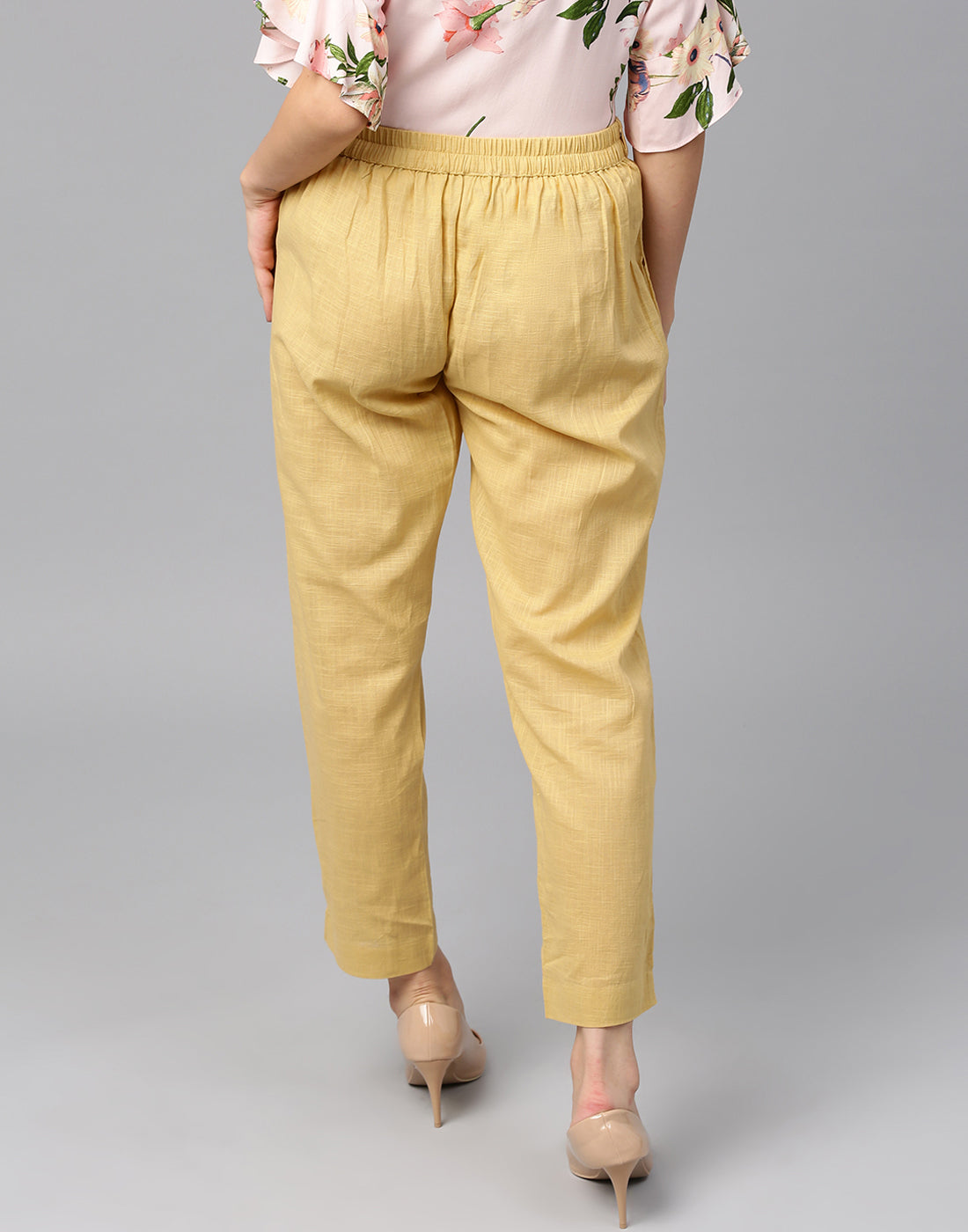 Buy Varanga Women Beige Straight Fit Solid Cigarette Trousers - Trousers  for Women 2397635 | Myntra