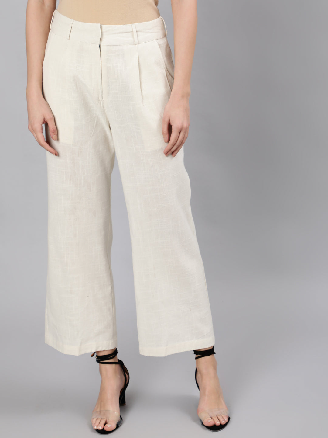 Buy Rue Collection Women's Blue Solid Parallel Trousers Online at Best  Prices in India - JioMart.