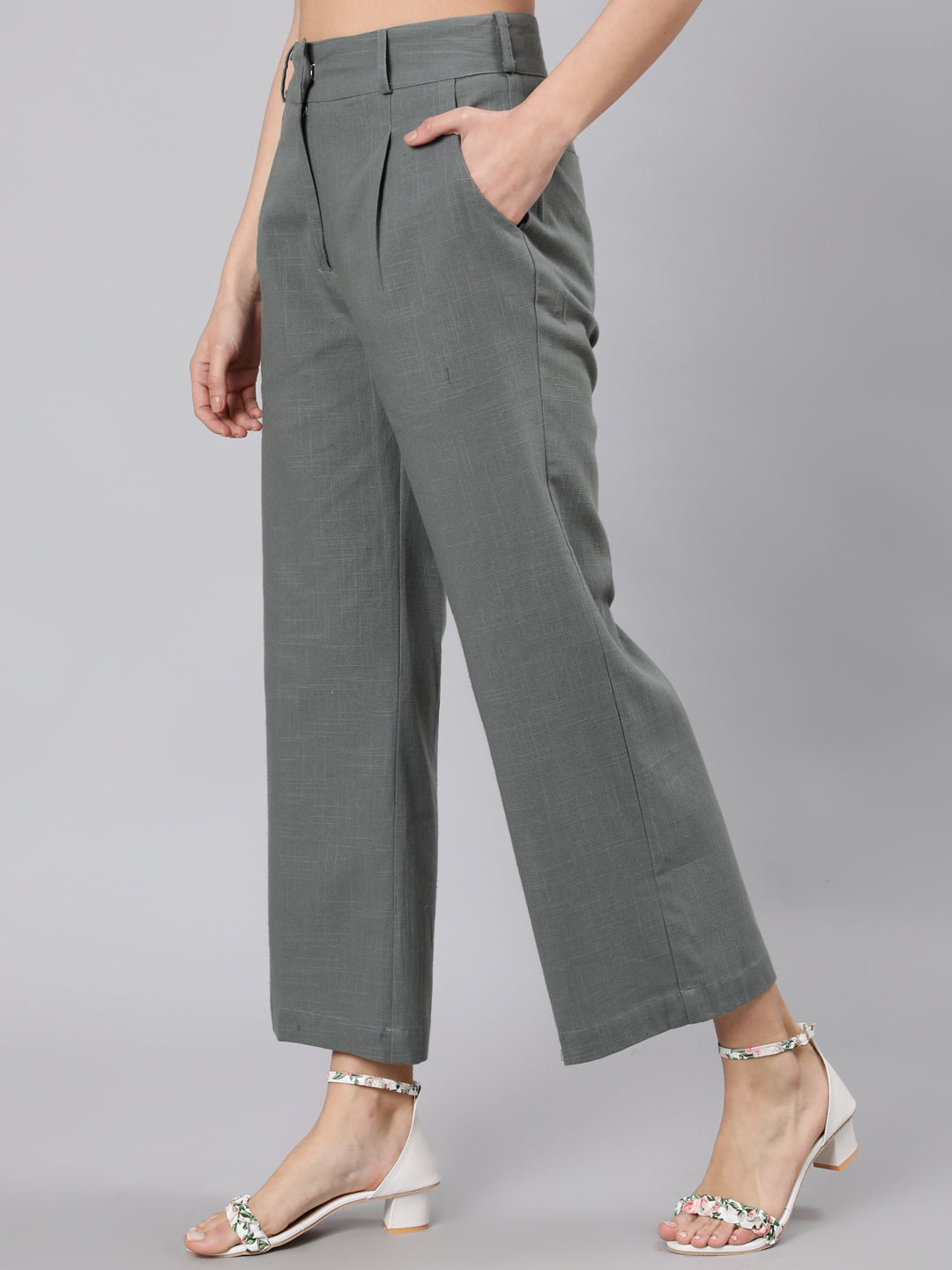 Buy Fablestreet Beige Cotton Parallel Trousers for Women Online @ Tata CLiQ