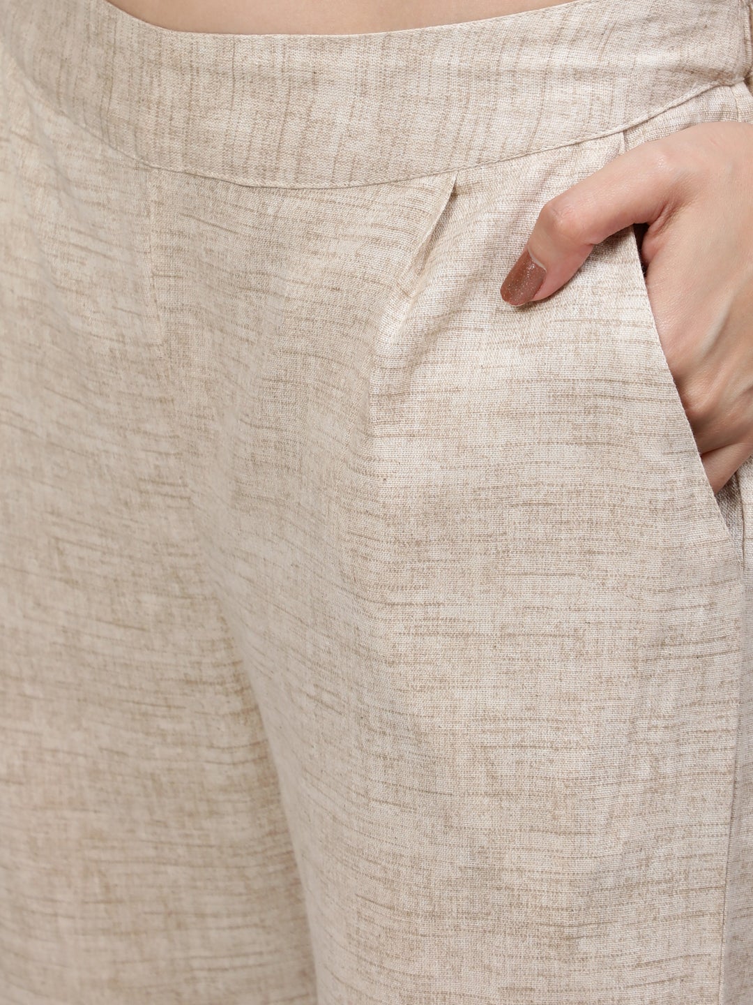 Off-White Ethnic Print Straight Cotton Flex Kurta with Pants