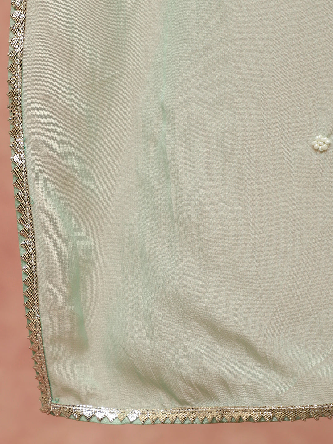 Embellished Green Pure Jacquard Silk Straight Kurta With Pants And Organza Dupatta