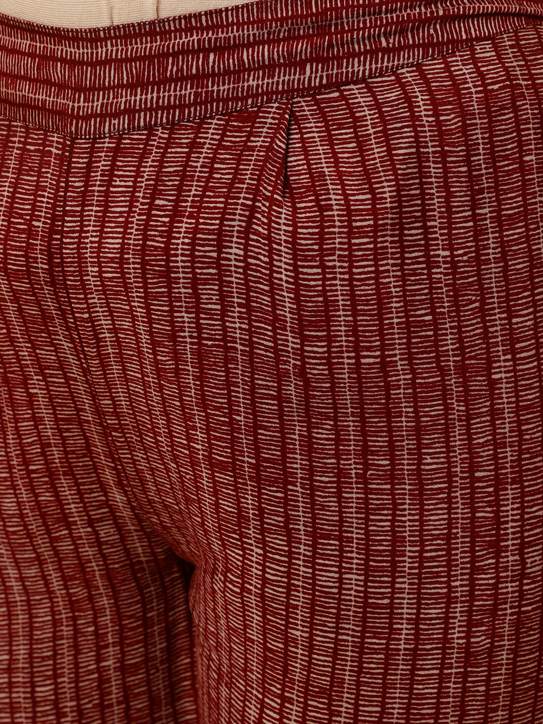 Red Bandhani Flared Print Kurta With Pants And Dupatta