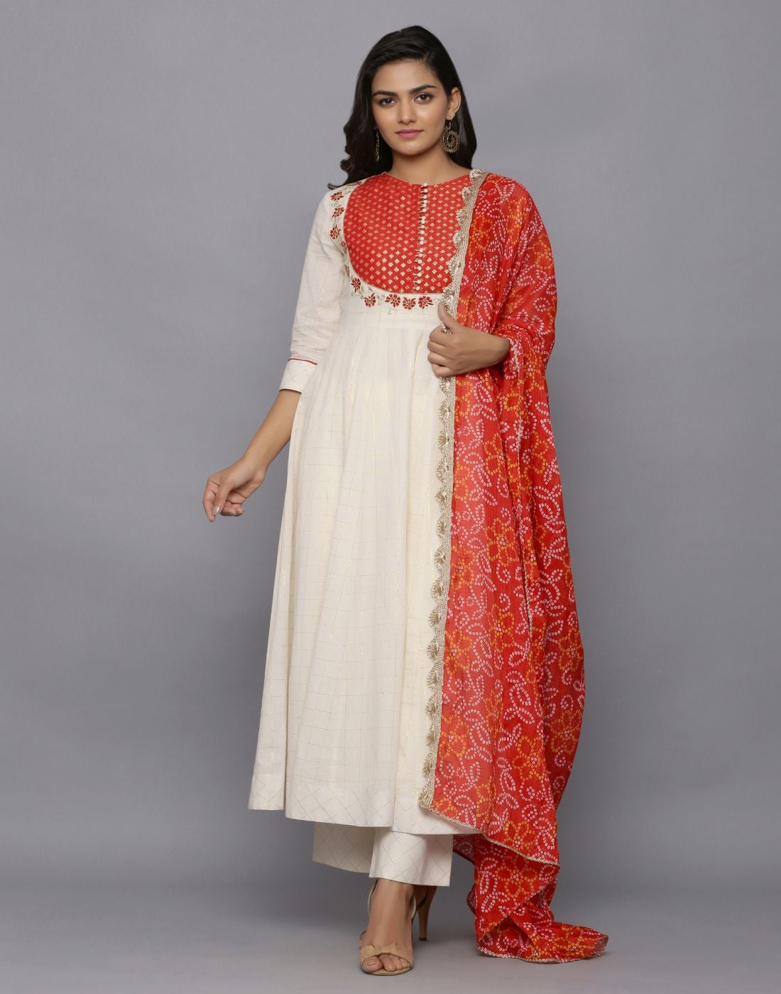 Embroidered Anarkali With Palazzo And Dupatta