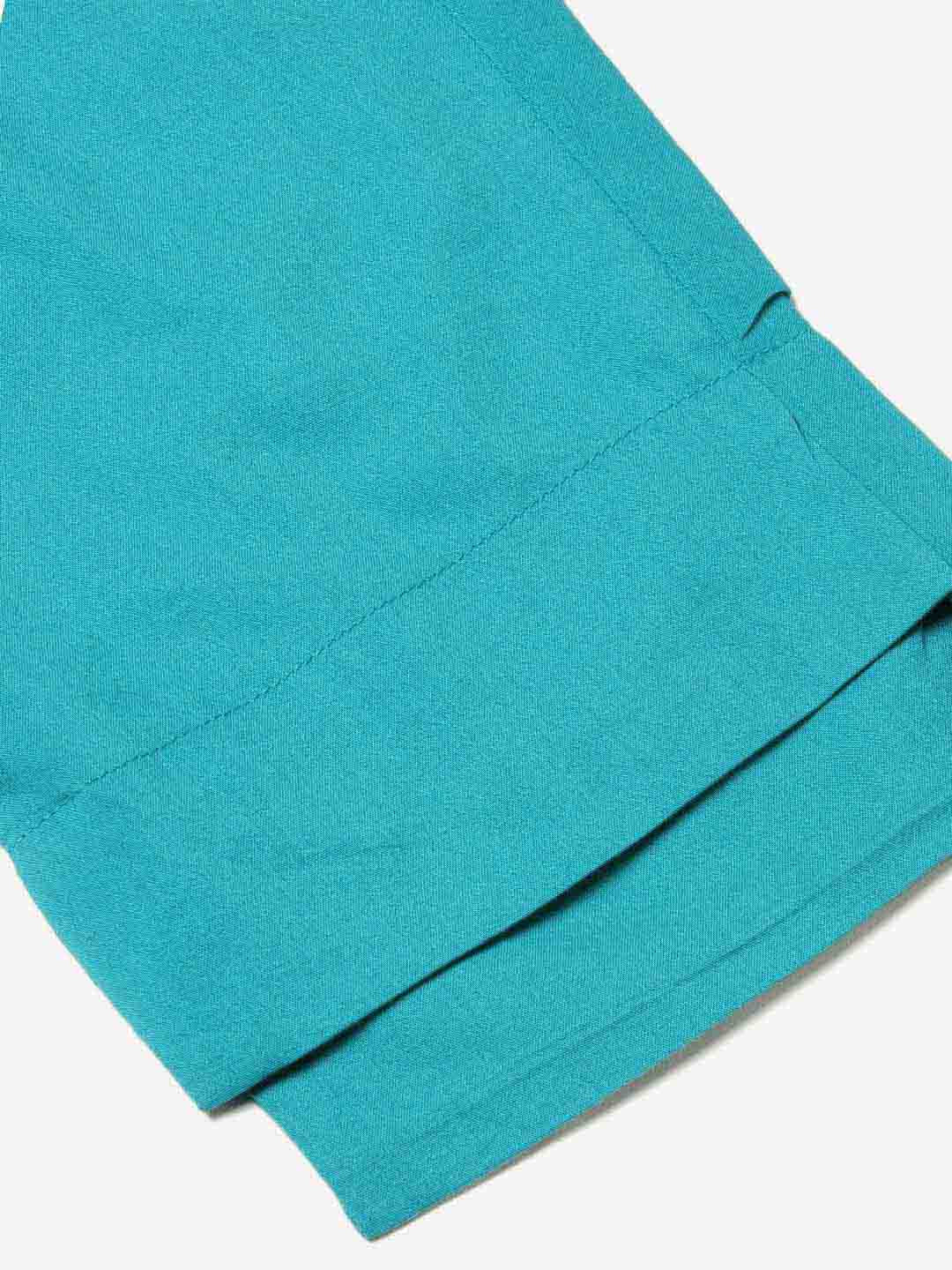 Turquoise Blue Ethnic Wear Cotton Pants